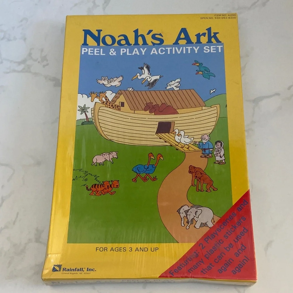 Vintage 1990 Noah's Ark Peel & Play Activity Set Sealed Reusable Stickers NOS US